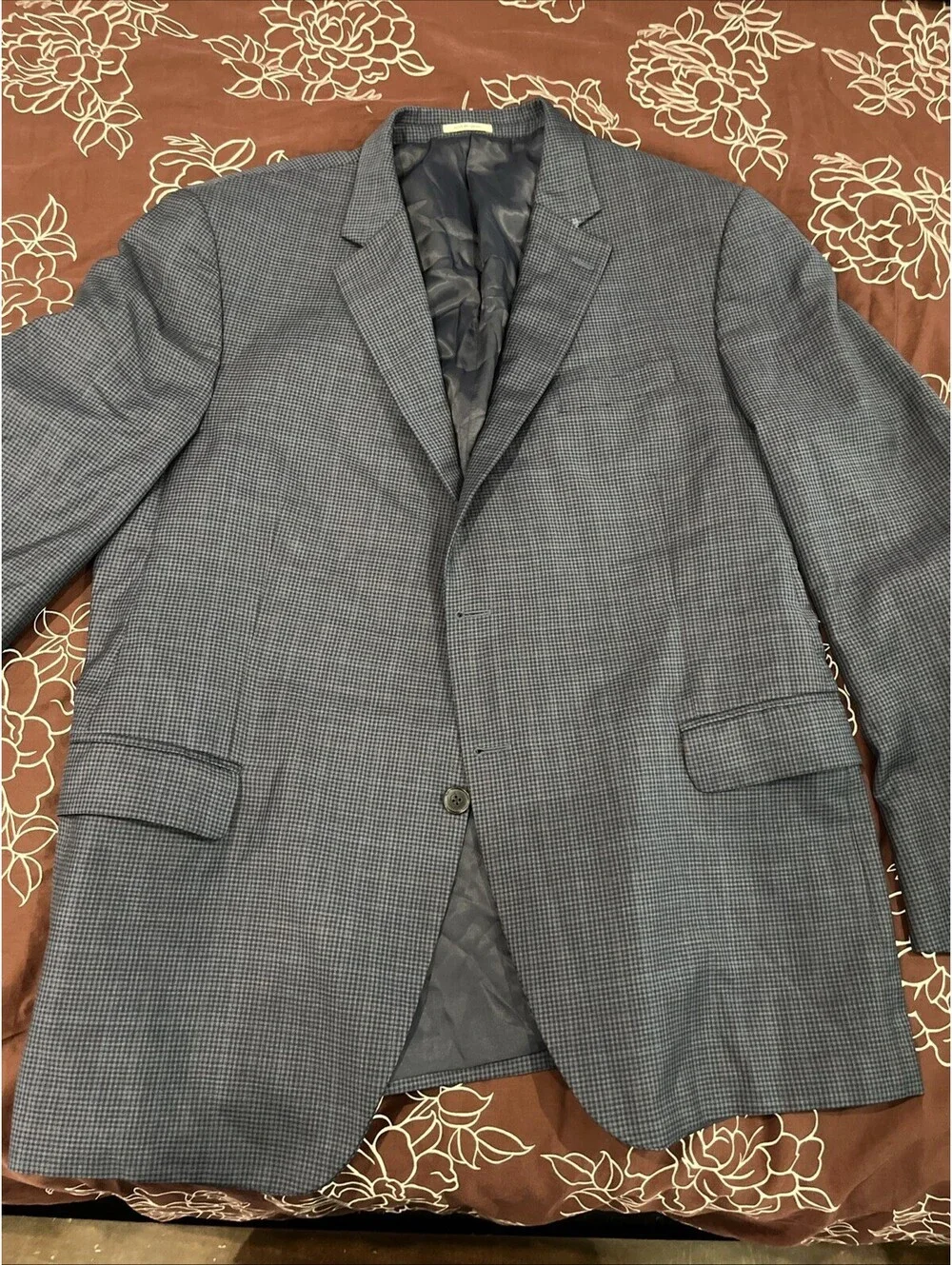PETER MILLAR BLUE PATTERN MENS BLAZER 50TALL MADE IN CANADA VGC